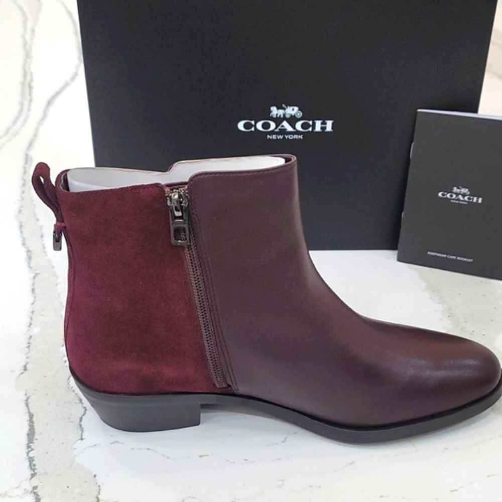 Coach Carmen Ankle Booties Oxblood Suede Leather Women’s 7.5 NIB - Picture 15 of 15